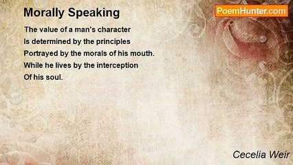 Cecelia Weir - Morally Speaking