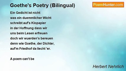 Herbert Nehrlich - Goethe's Poetry (Bilingual)