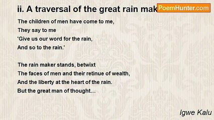 Igwe Kalu - ii. A traversal of the great rain maker