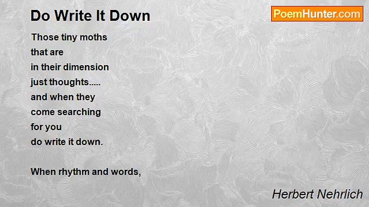 Herbert Nehrlich - Do Write It Down