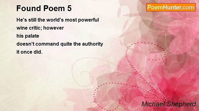 Michael Shepherd - Found Poem 5