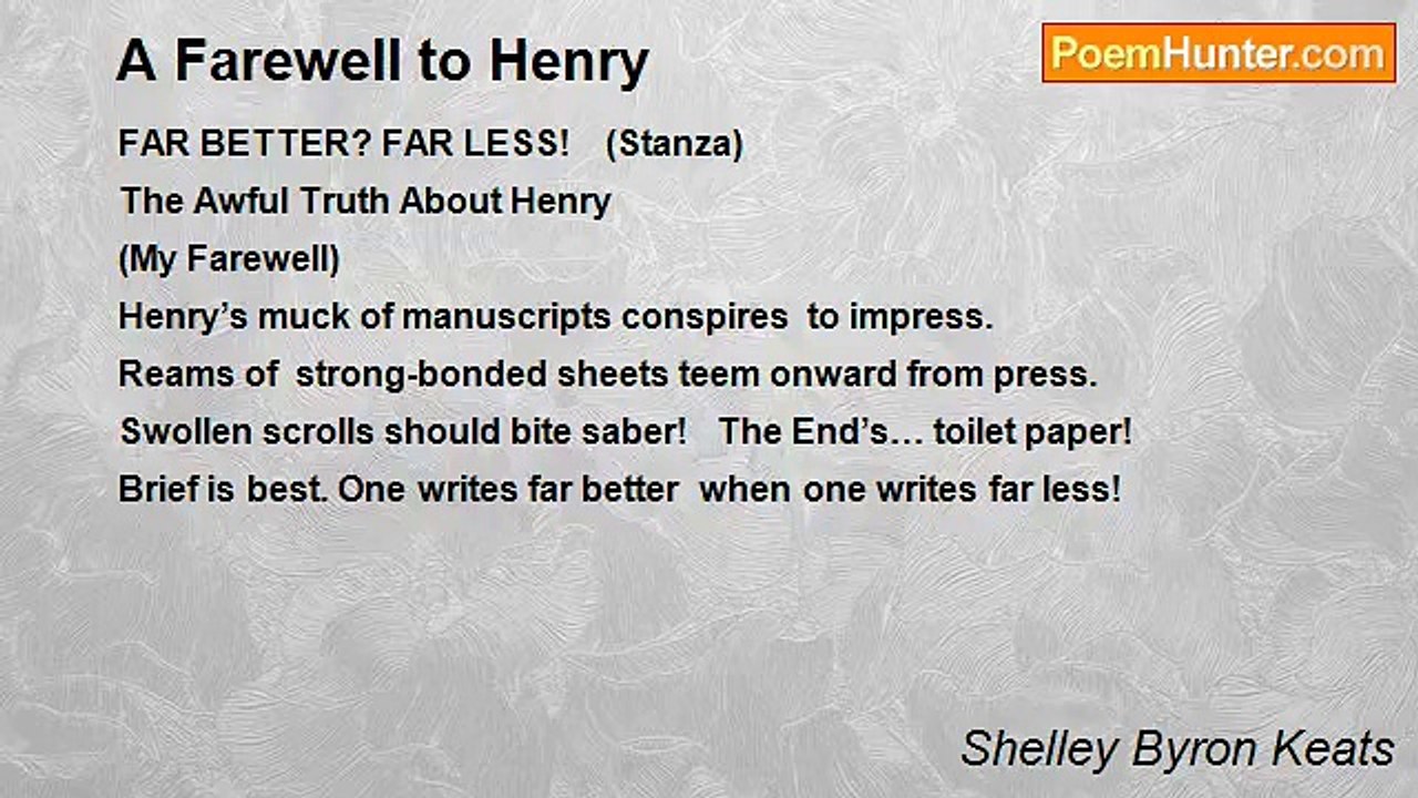 Shelley Byron Keats - A Farewell to Henry