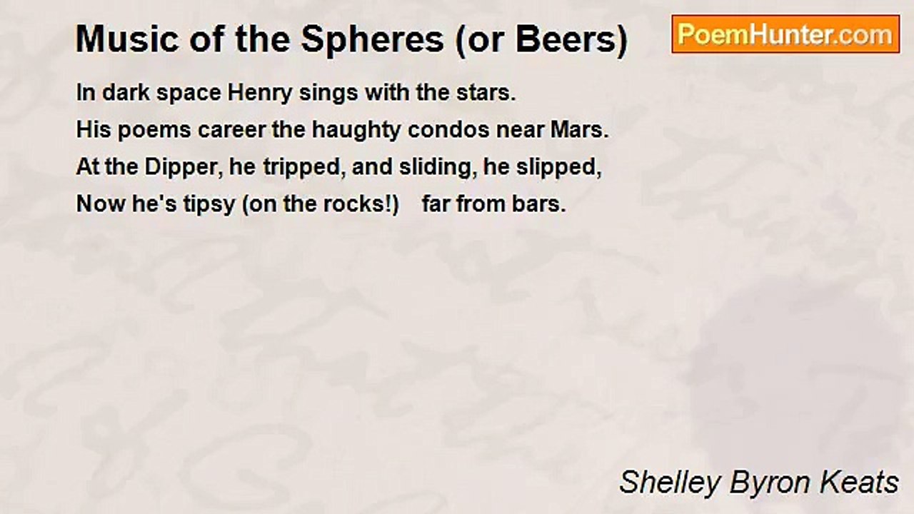 Shelley Byron Keats - Music of the Spheres (or Beers)