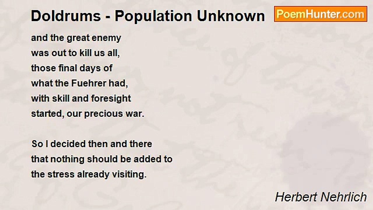 Herbert Nehrlich - Doldrums - Population Unknown