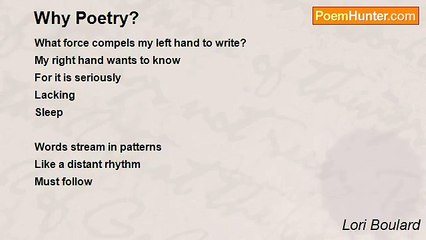Lori Boulard - Why Poetry?