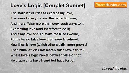David Zvekic - Love's Logic [Couplet Sonnet]