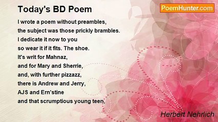 Herbert Nehrlich - Today's BD Poem