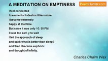 Charles Chaim Wax - A MEDITATION ON EMPTINESS