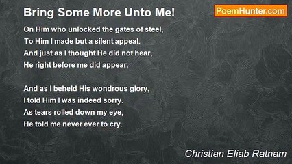 Christian Eliab Ratnam - Bring Some More Unto Me!