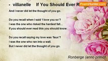 Ronberge (anno primo) - -  villanelle    If You Should Ever Read This You Should Know - a Villanelle
