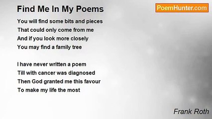 Frank Roth - Find Me In My Poems