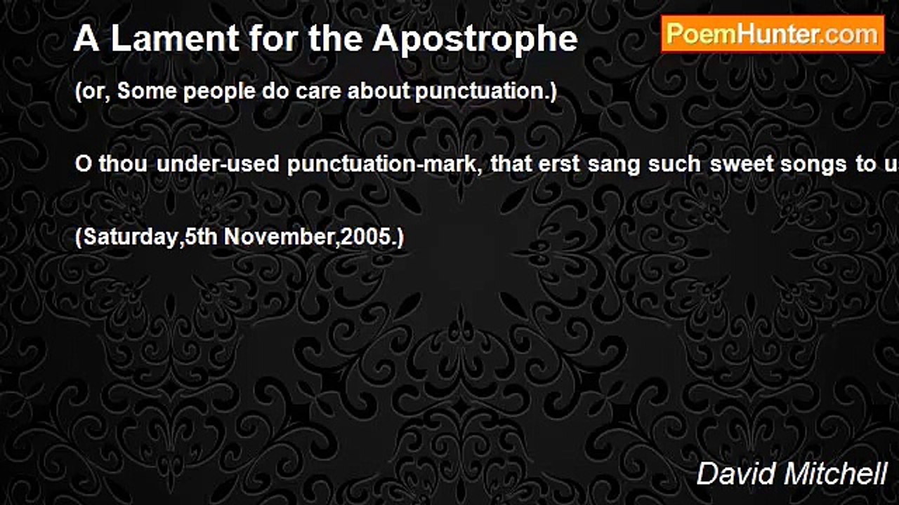 David Mitchell - A Lament for the Apostrophe