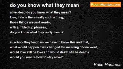 Katie Huntress - do you know what they mean