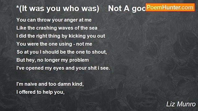 Liz Munro - *(It was you who was) Not A good Friend.