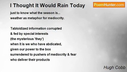 Hugh Cobb - I Thought It Would Rain Today