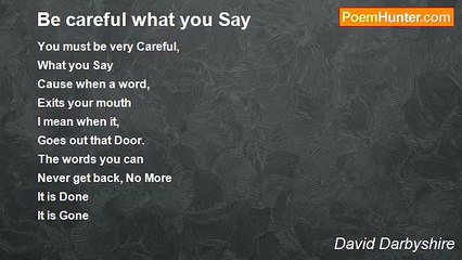 David Darbyshire - Be careful what you Say
