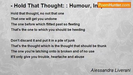 Alessandra Liverani - - Hold That Thought: : Humour, Inspiration