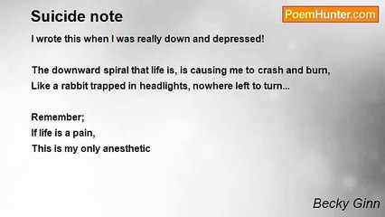 Becky Ginn - Suicide note