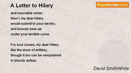 David SmithWhite - A Letter to Hilary