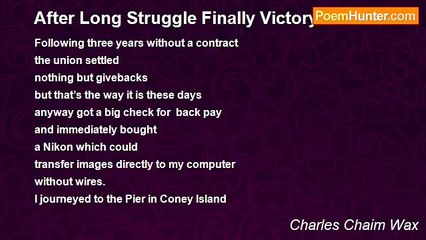 Charles Chaim Wax - After Long Struggle Finally Victory