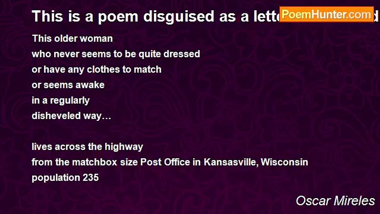Oscar Mireles - This is a poem disguised as a letter in the Dead Mail Zone at the Post Office