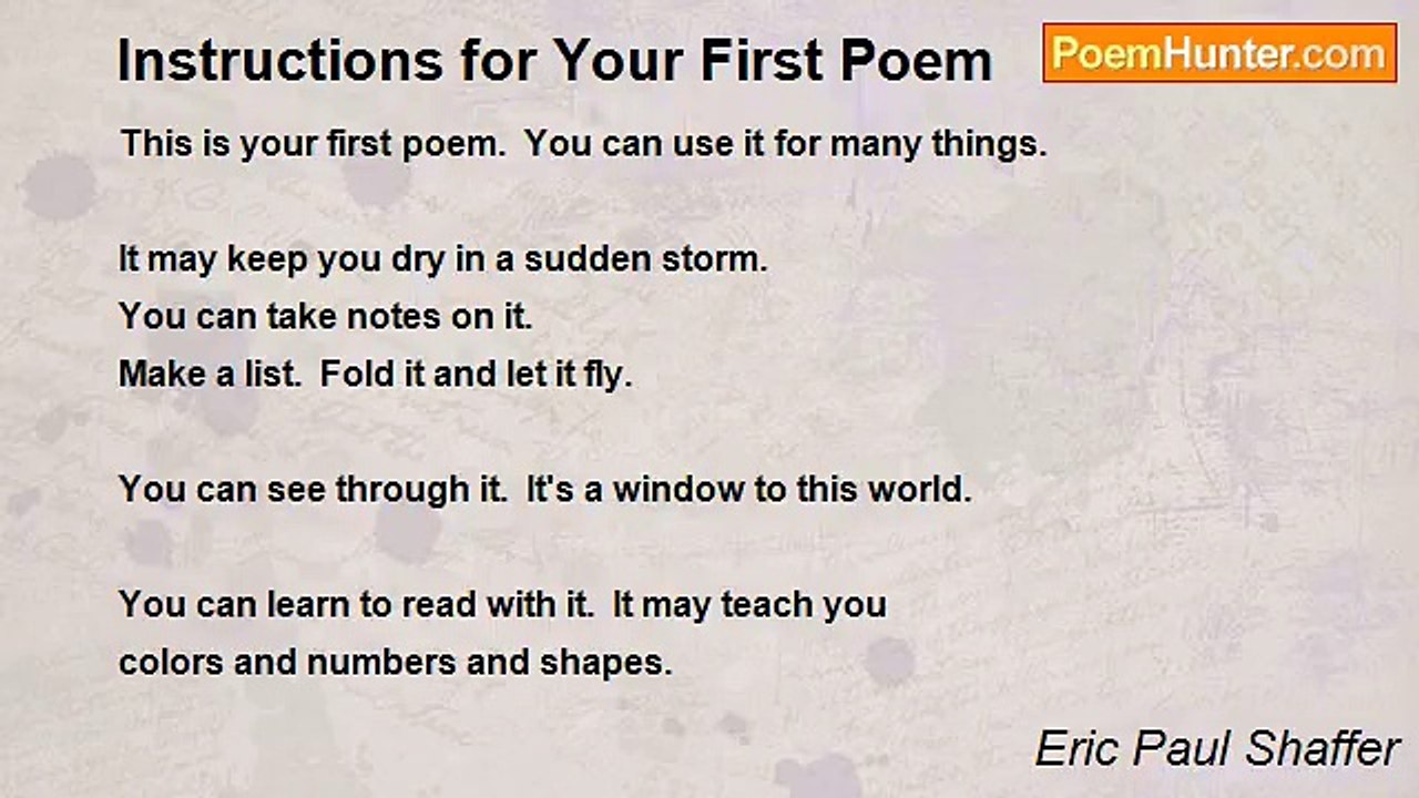 Eric Paul Shaffer - Instructions for Your First Poem