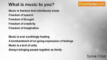 Sylvia Chidi - What is music to you?
