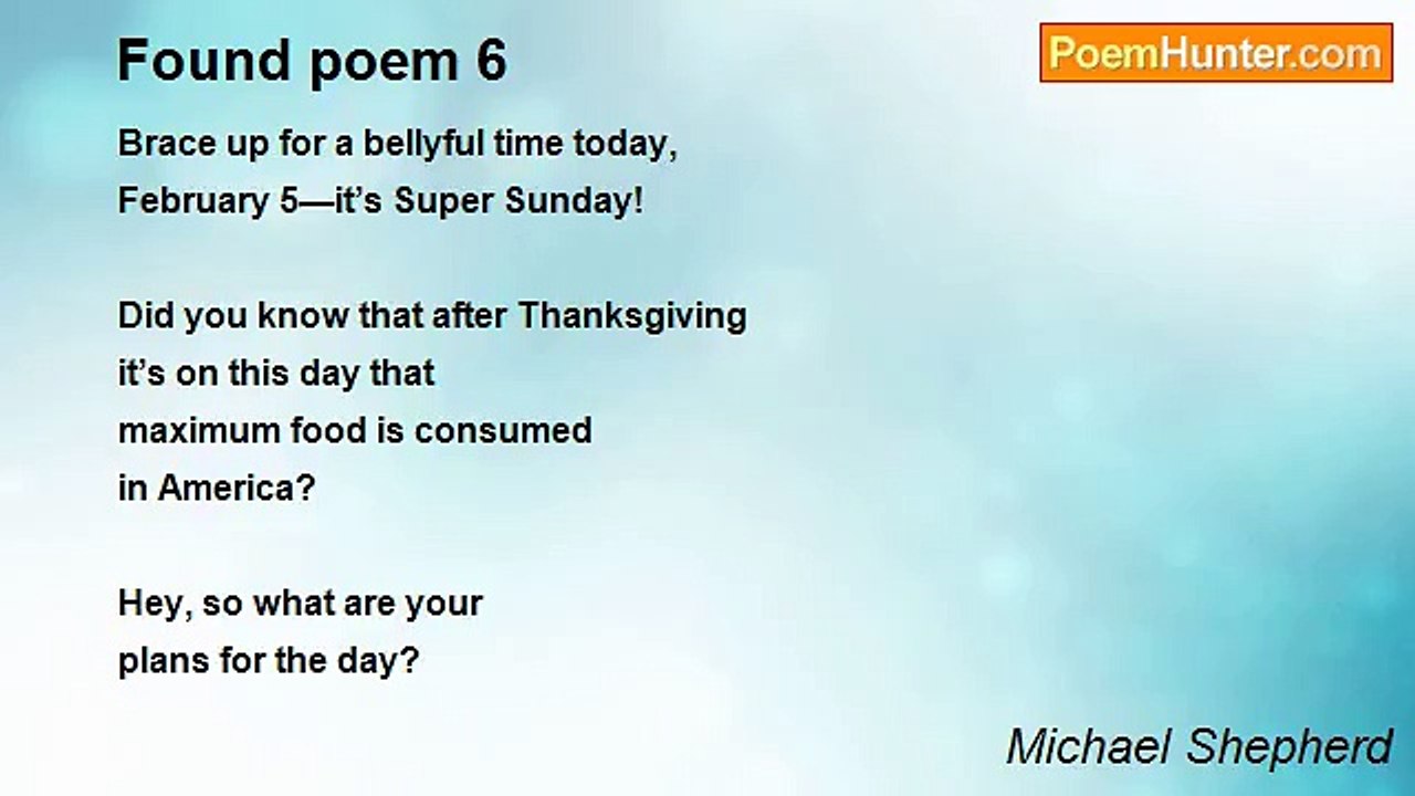 Michael Shepherd - Found poem 6