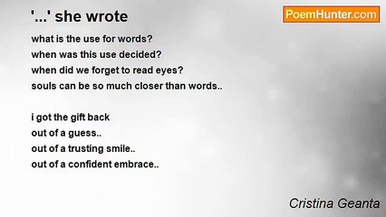 Cristina Geanta - '...' she wrote