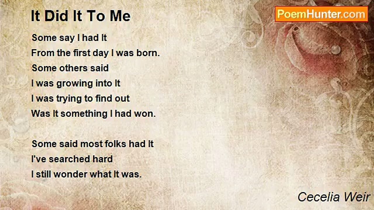 Cecelia Weir - It Did It To Me