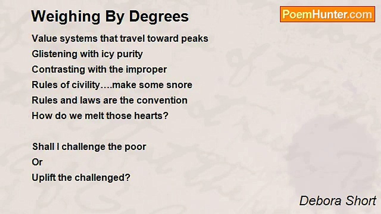 Debora Short - Weighing By Degrees