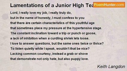 Keith Langdon - Lamentations of a Junior HIgh Teacher