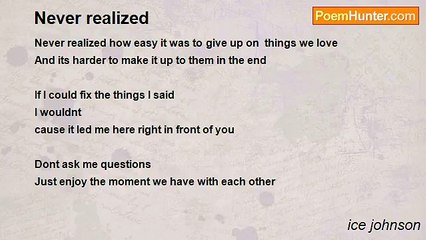 ice johnson - Never realized