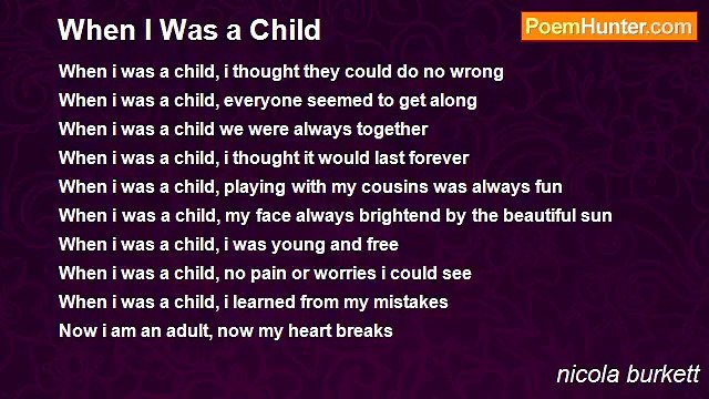 nicola burkett - When I Was a Child