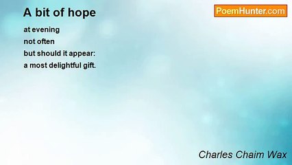 Charles Chaim Wax - A bit of hope