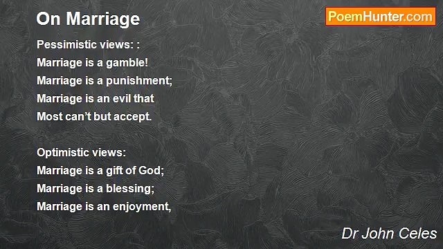 Dr John Celes - On Marriage