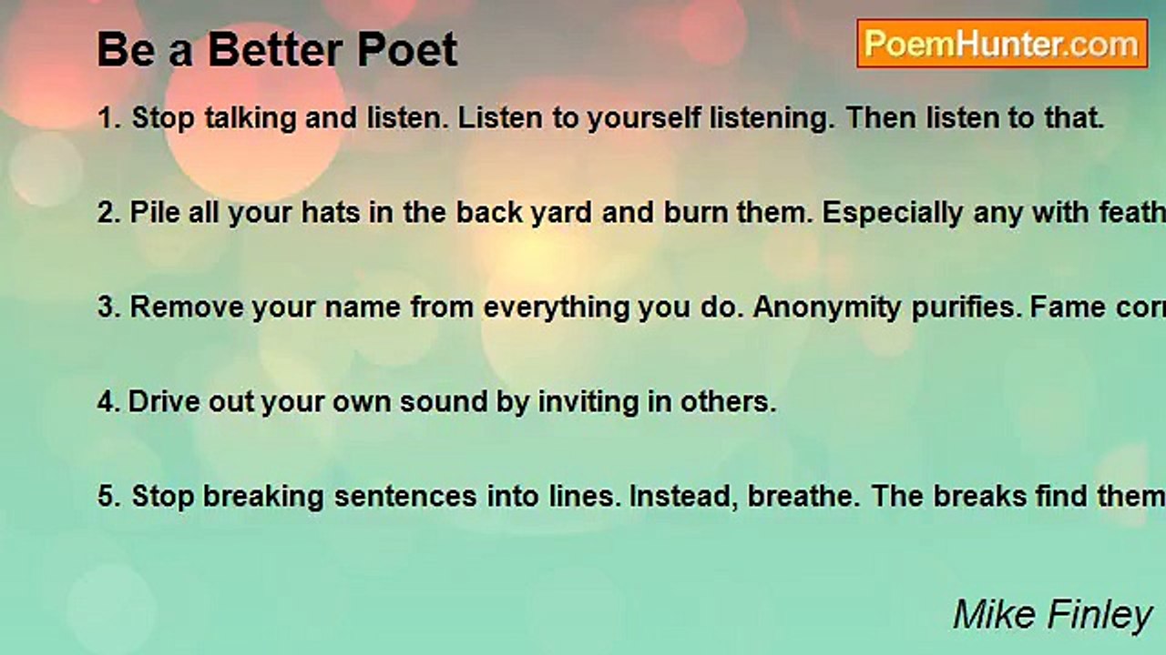 Mike Finley - Be a Better Poet