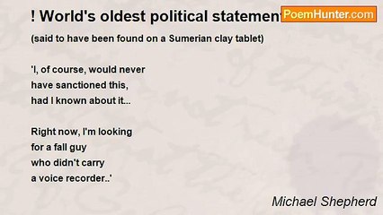 Michael Shepherd - ! World's oldest political statement
