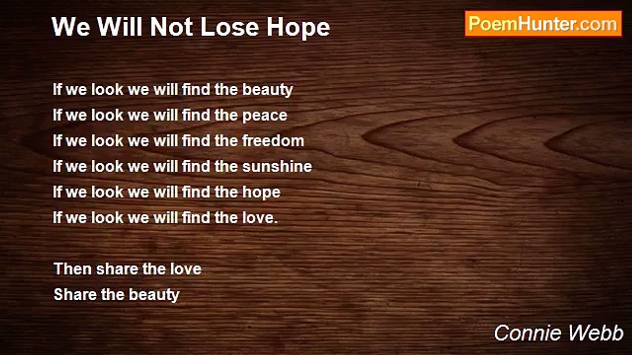 Connie Webb - We Will Not Lose Hope