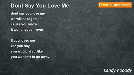 Sandy Nobody - Don't Say You Love Me 💔