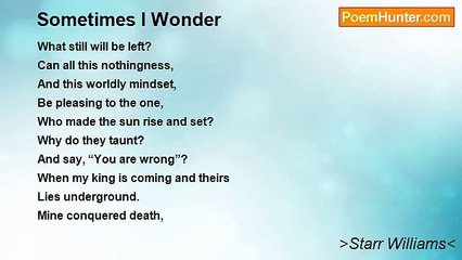 >Starr Williams< - Sometimes I Wonder