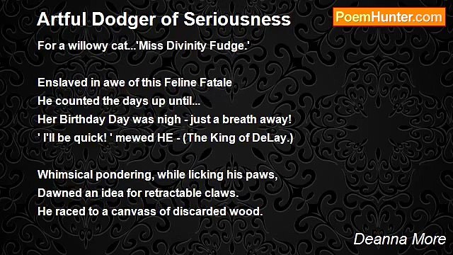 Deanna More - Artful Dodger of Seriousness