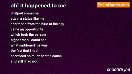 shubhra jha - oh! it happened to me