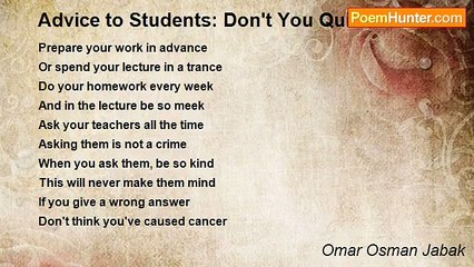 Omar Osman Jabak - Advice to Students: Don't You Quit!