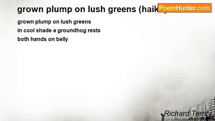 Richard Terrify - grown plump on lush greens (haiku)