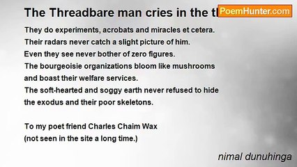 nimal dunuhinga - The Threadbare man cries in the third world