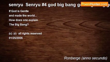 Ronberge (anno secundo) - senryu  Senryu #4 god big bang god big bang god big bang