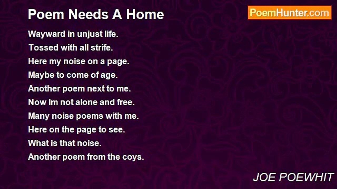 JOE POEWHIT - Poem Needs A Home