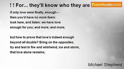 Michael Shepherd - ! ! For... they'll know who they are