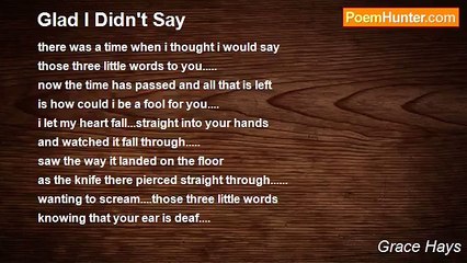 Grace Hays - Glad I Didn't Say